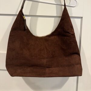 Brown Suede Shoulder Bag